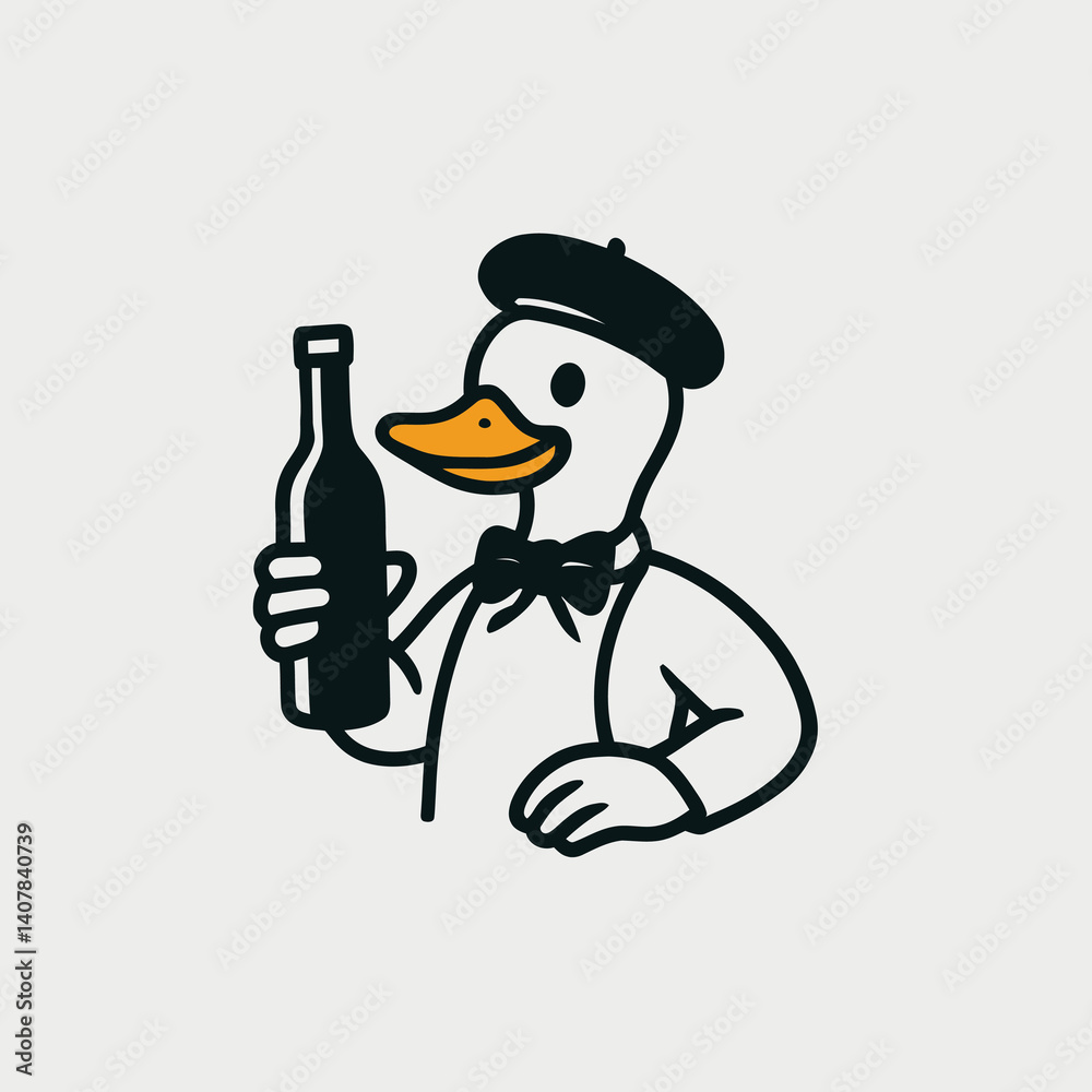 Obraz premium Vector Cartoon Snowman handed a Wine Bottle