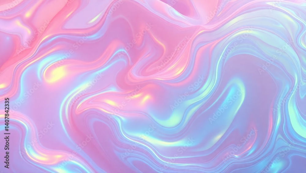 Obraz premium Abstract, flowing liquid, pastel colors, iridescent, smooth, ethereal background