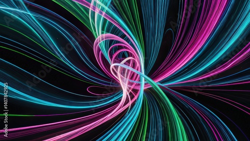 a colorful abstract design with a black background