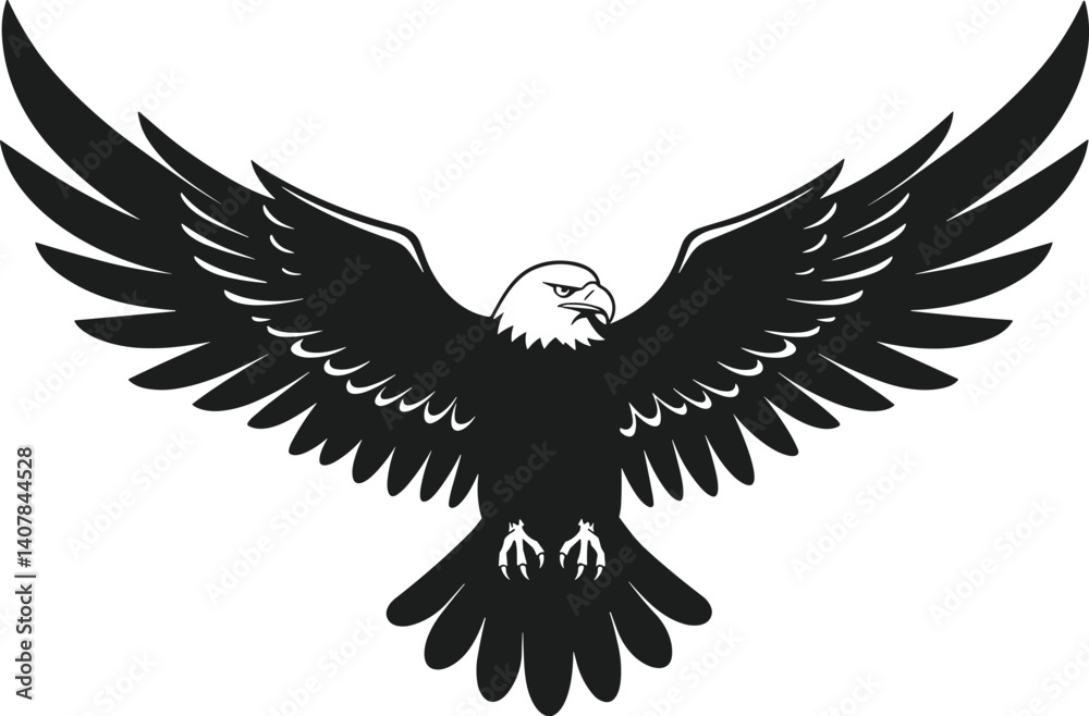 Fototapeta premium Bald Eagle Silhouette Vector – Majestic Flying American Symbol