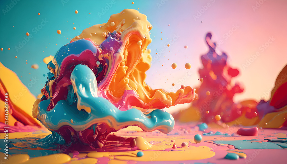 Obraz premium Summer Dreams, Colorful Abstract Fluid Movement