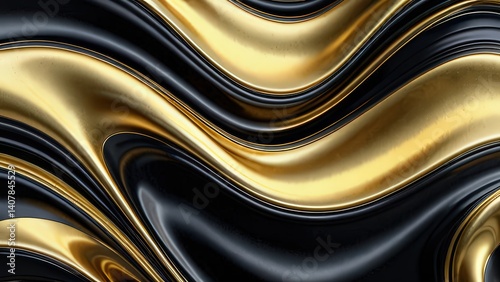 wavy shapes of gold and black