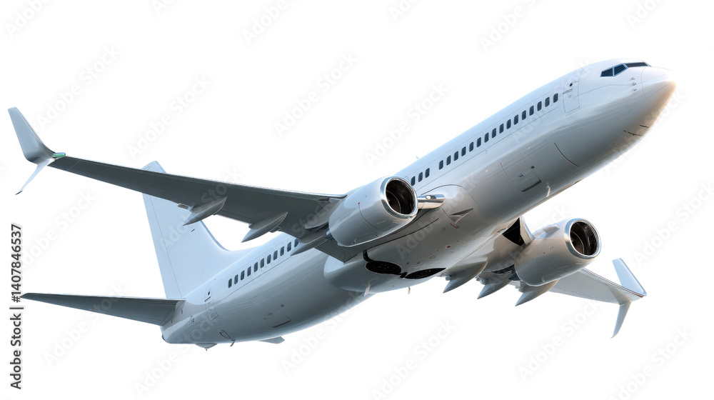 Obraz premium Soaring Above: A gleaming passenger airplane takes flight against a brilliant backdrop, symbolizing travel, transport, and the modern age of aviation.