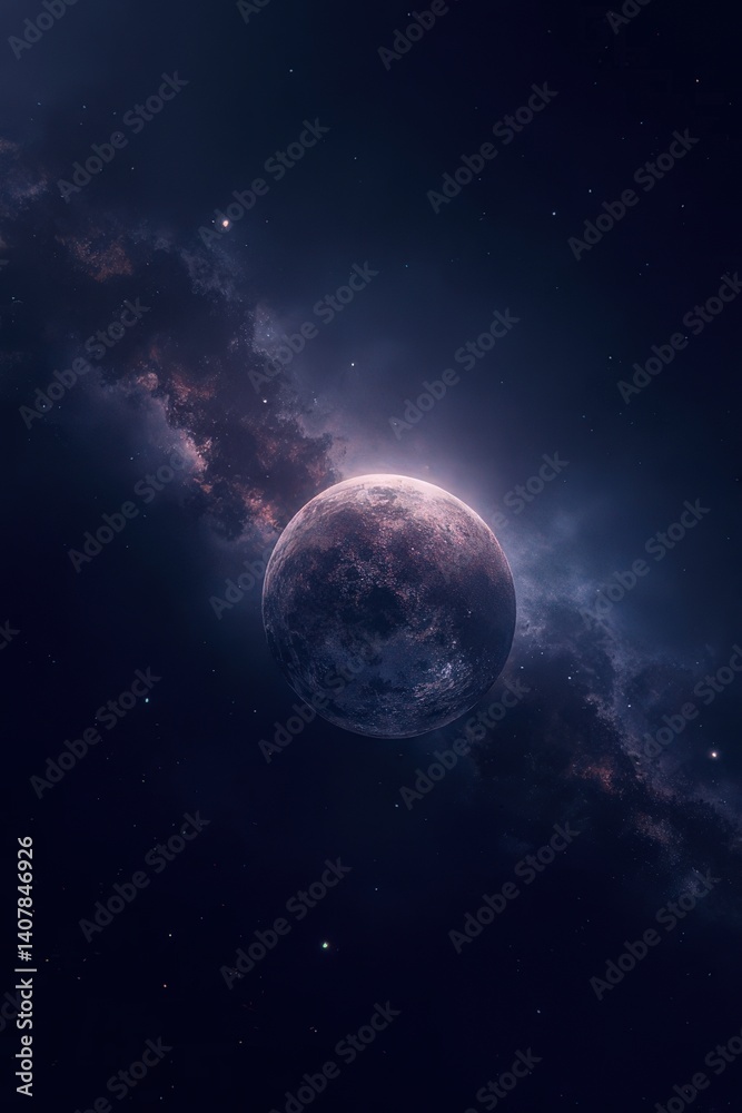 Obraz premium Cosmic action over a planetary landscape galactic space digital artwork nighttime abstract imagery