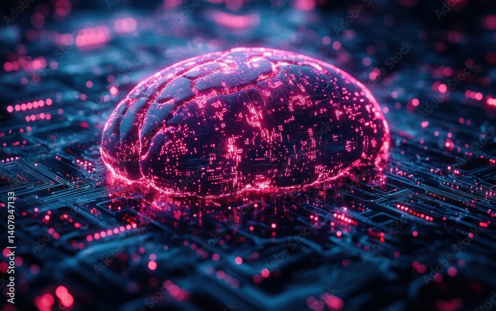 Futuristic Medical Brain Scan Interface with Digital Brain Analysis and AI Neurology Elements