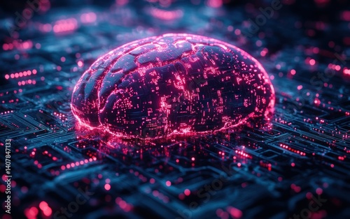 Obraz na płótnie Futuristic Medical Brain Scan Interface with Digital Brain Analysis and AI Neurology Elements w salonie
