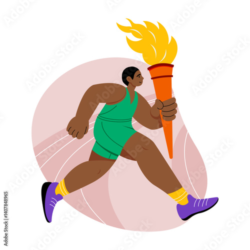 A flat style illustration of a torch bearer sport