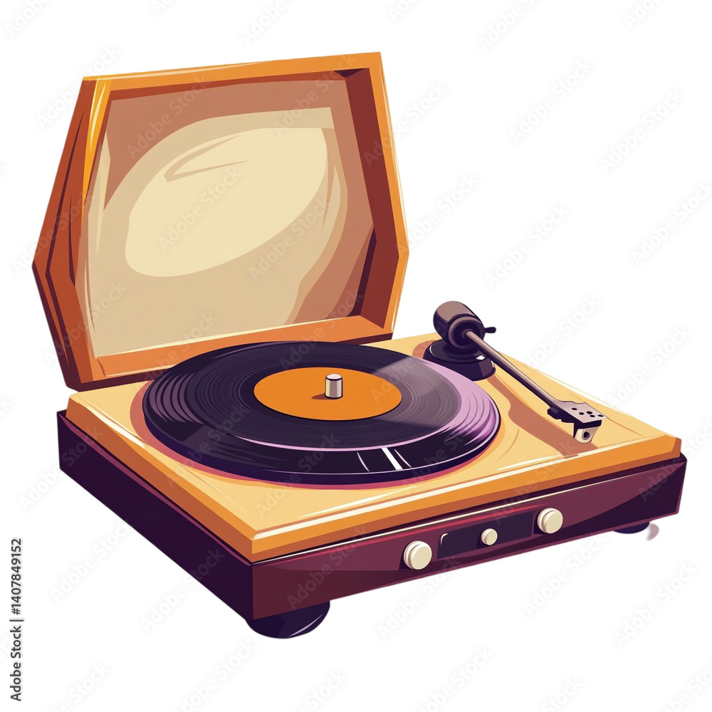 Fototapeta premium Vintage turntable playing vinyl record classic audio nostalgic music