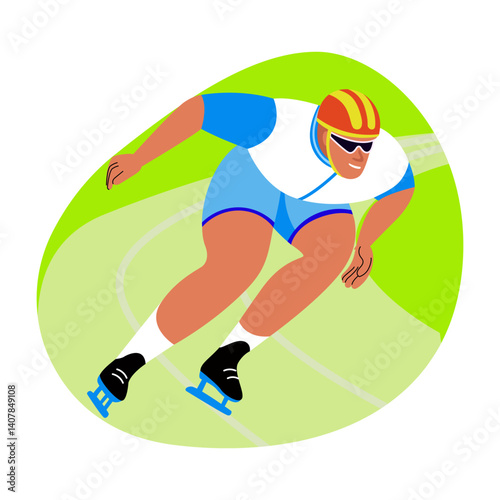 A flat style illustration of a professional skater
