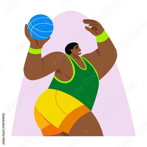 A character throwing ball illustration in flat style