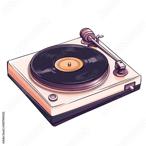 Obraz na płótnie A vintage record player with a vinyl record spinning on the turntable ready to play music w salonie