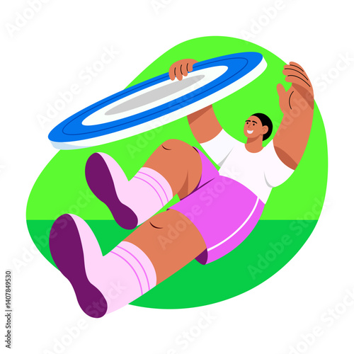 A flat style illustration of a frisbee player
