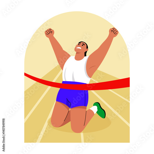 A flat style illustration of a race winner