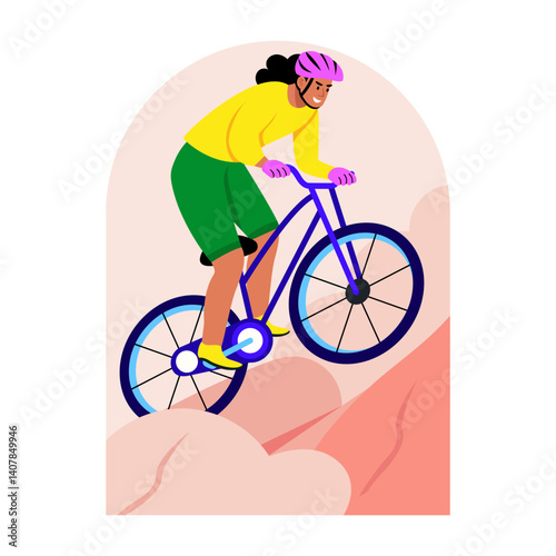 A character doing a cycle race flat illustration