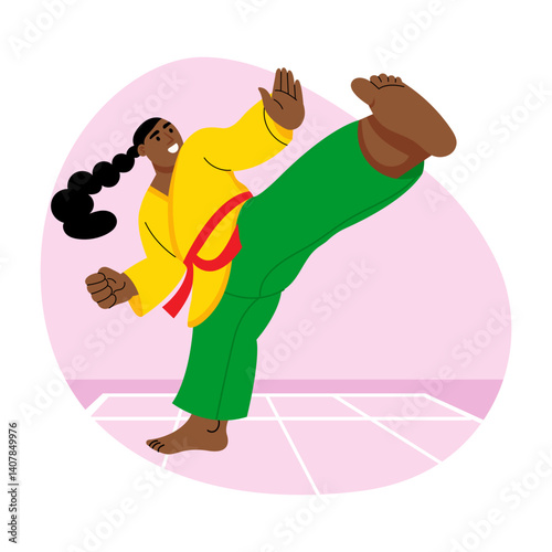 A flat style illustration of karate champion