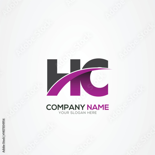 HC or CH Letter Logo Design with a Creative Cut Creative logo design