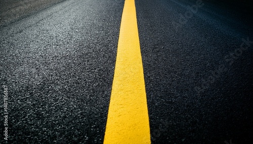 the image shows a vivid dark road surface featuring prominent yellow lane lines emphasizing the contrast and clarity typical of roadway designs