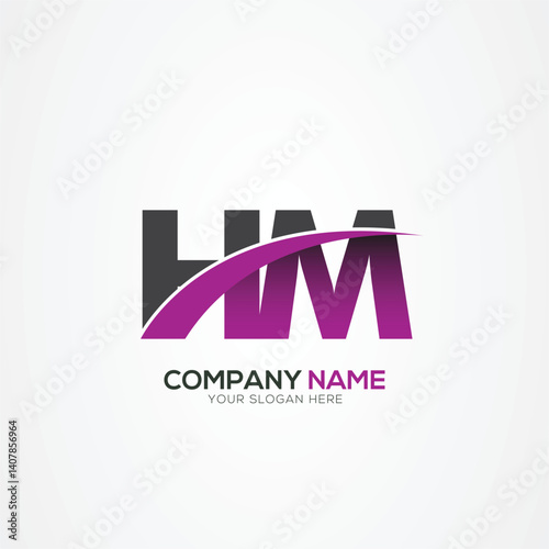 HM or MH Letter Logo Design with a Creative Cut Creative logo design