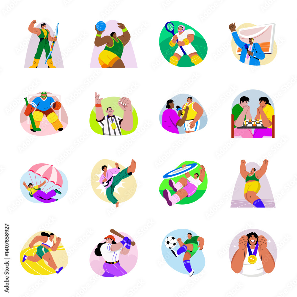 Fototapeta premium Set of Flat Style Olympic Games Illustrations