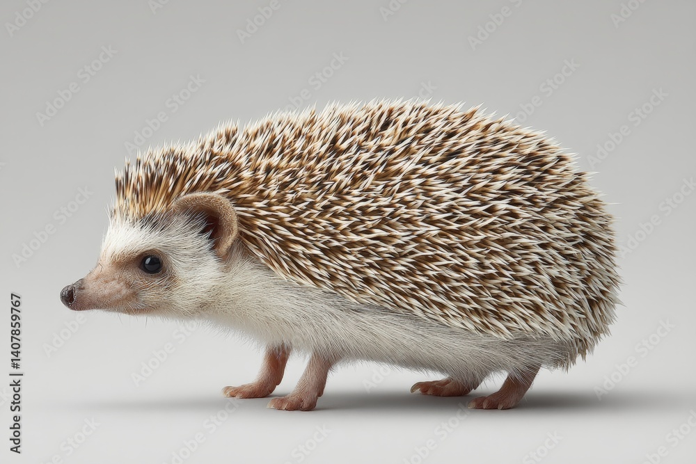 Obraz premium Curious hedgehog exploring a neutral background in a studio setting