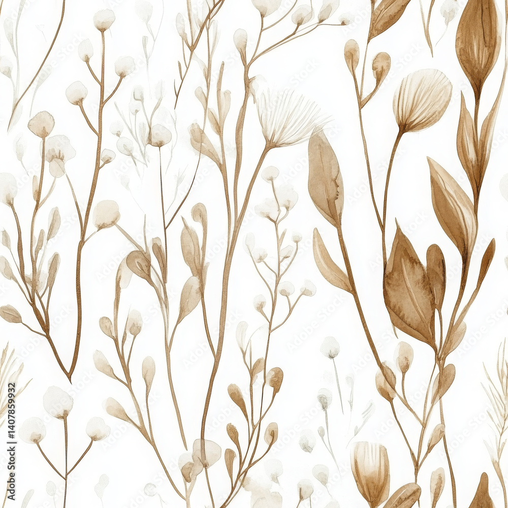 Naklejka premium Minimalist boho flower feels delicate, watercolor painted illustration