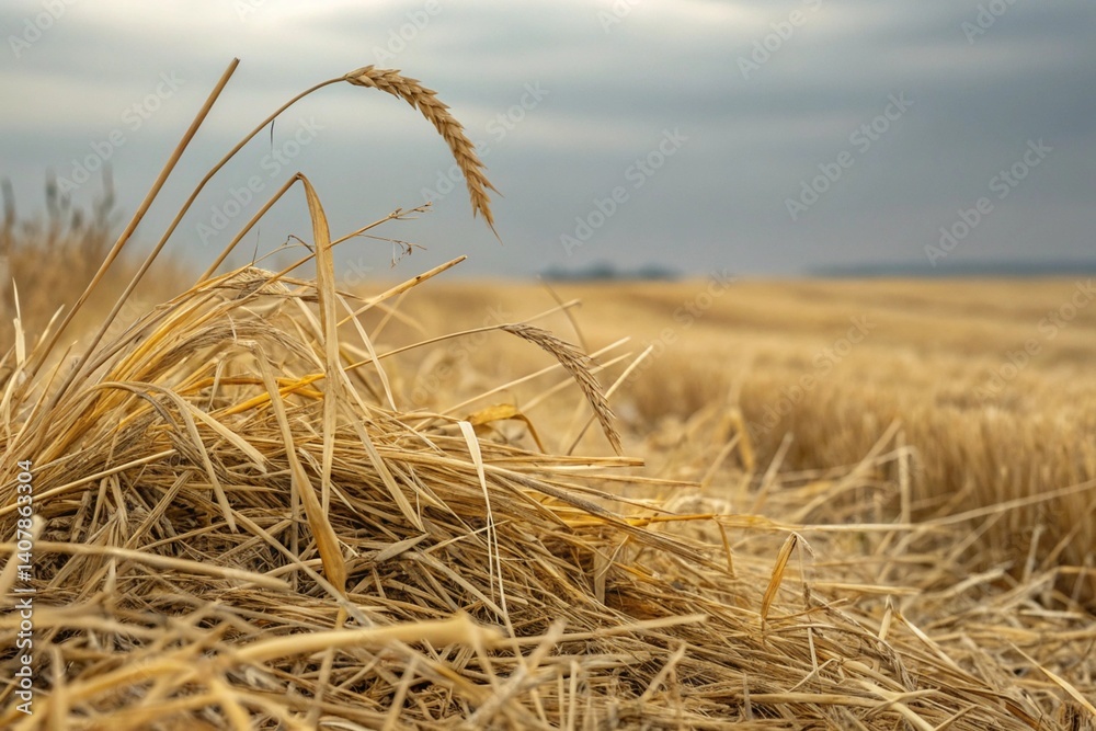 Fototapeta premium dry yellow straw grass background texture - ganeretad by ai