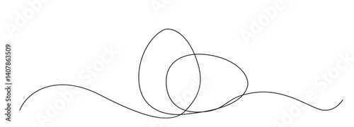 Single line egg, hand drawn continuous one line The Easter symbol, minimalist one line art eggs