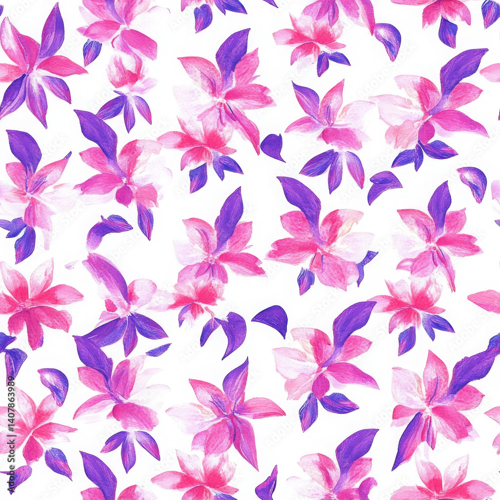 Fototapeta premium Vibrant flowers dance with joyful energy, bright boho watercolor pattern
