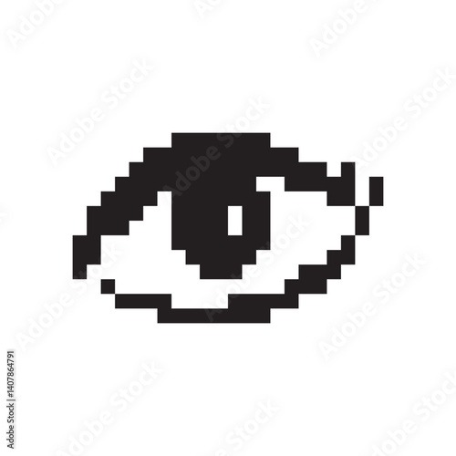 Obraz na płótnie Pixel art eye icon, 8 bit retro style human eyeball, simple computing see symbol w salonie