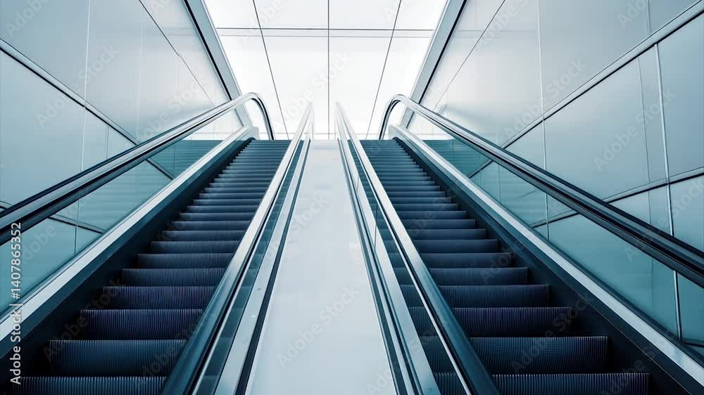 Modern Escalators in a Subway Station Modern Escalators in a Subway Station