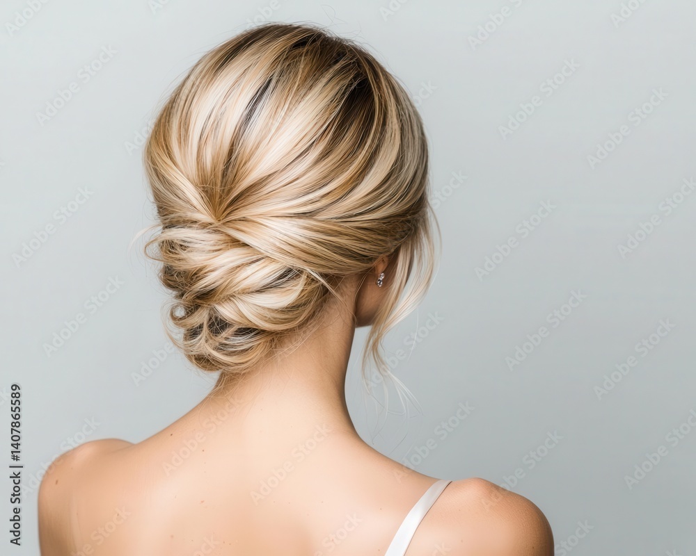 Golden blonde waves styled into a sideswept updo, stunning blonde, formal salon beauty Golden blonde waves styled into a sideswept updo, stunning blonde, formal salon beauty