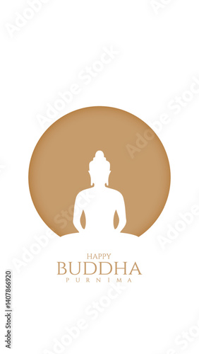 Happy Vesak Day, Buddha Purnima wishes greetings with buddha and lotus illustration. Happy Buddha Purnima, Happy Vesak Day, wishes greetings with a buddha minimal vector illustration. 
