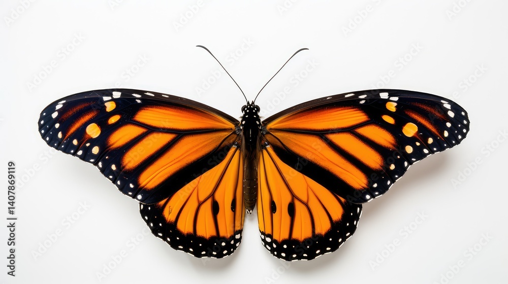 Naklejka premium wings monarch butterfly white background