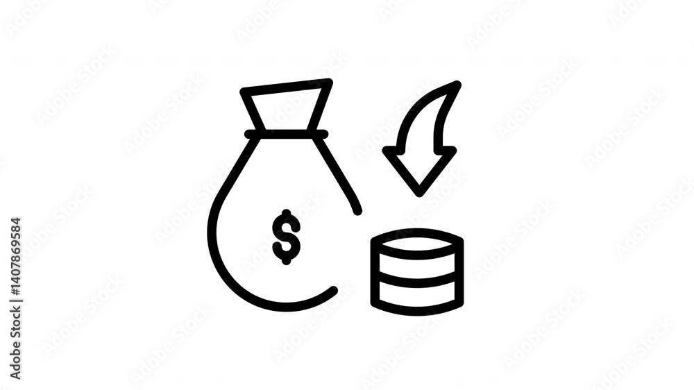 icon line motion graphic savings