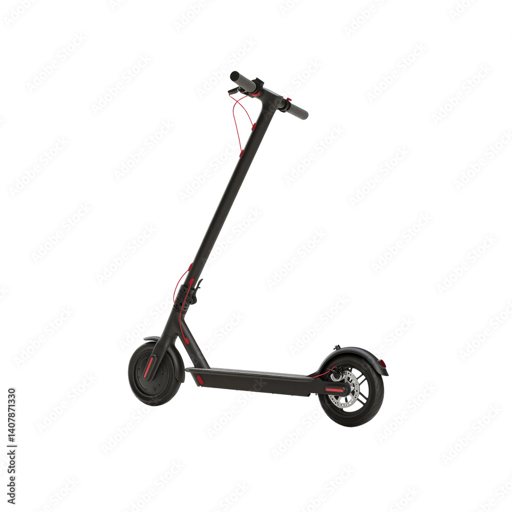 Sleek Black Electric Scooter with Red Accents Sleek Black Electric Scooter with Red Accents