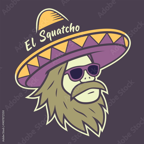 Slika na platnu El Squatcho Funny Mexican Bigfoot with Sombrero T-Shirt.