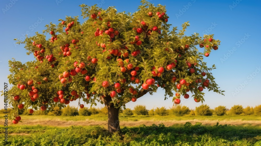 Naklejka premium majestic apple tree with roots