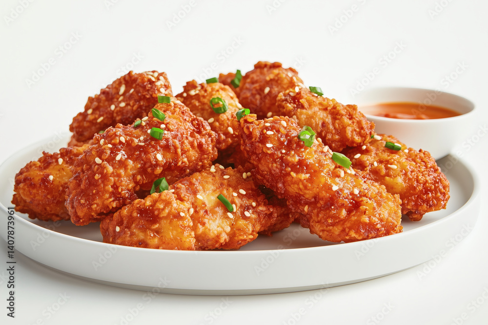 Crispy chicken tenders with sesame seeds and dip Crispy chicken tenders with sesame seeds and dip