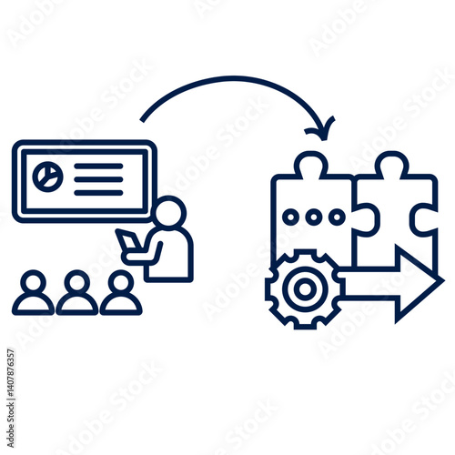 vector illustration of a symbol icon of a cooperation system and statistical development