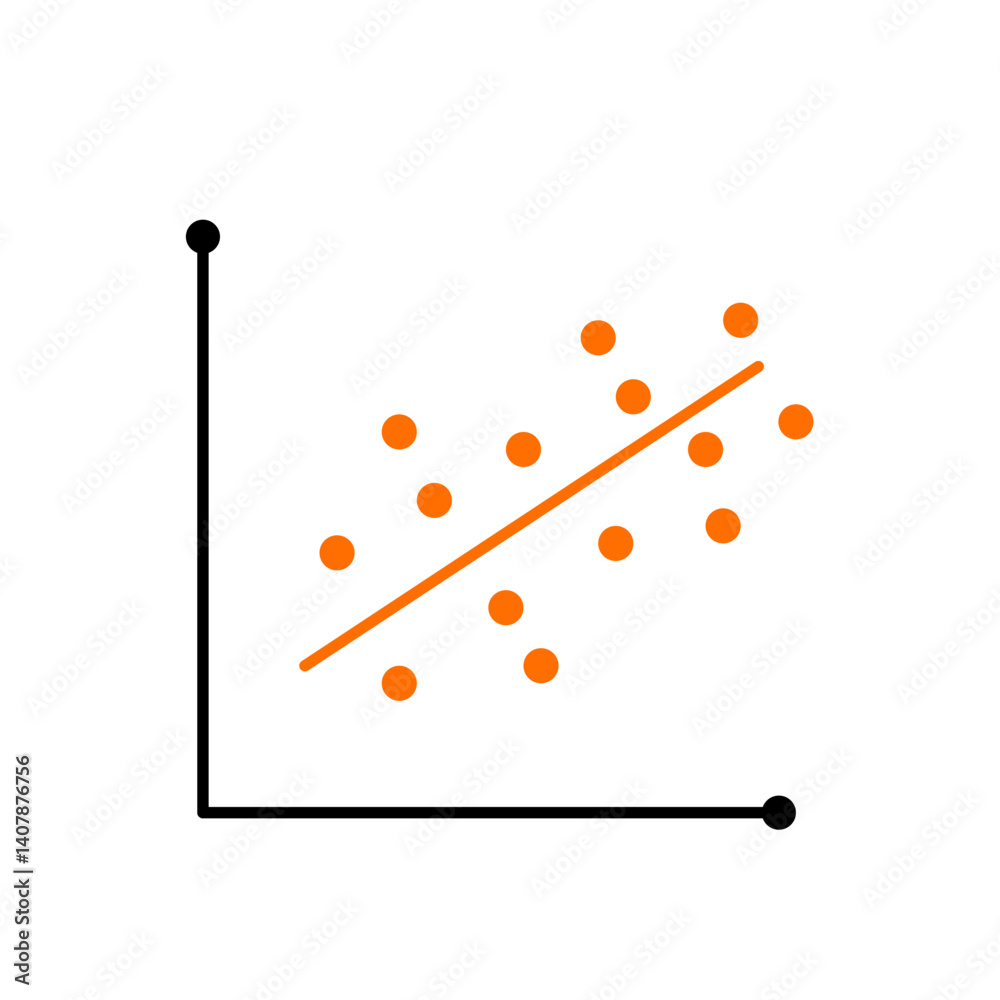 Correlation linear regression. Positive and negative correlation icon Correlation linear regression. Positive and negative correlation icon