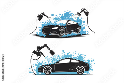 Car Wash Splash Vector Illustration
