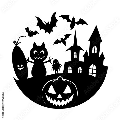 Vector silhouette of Halloween set.