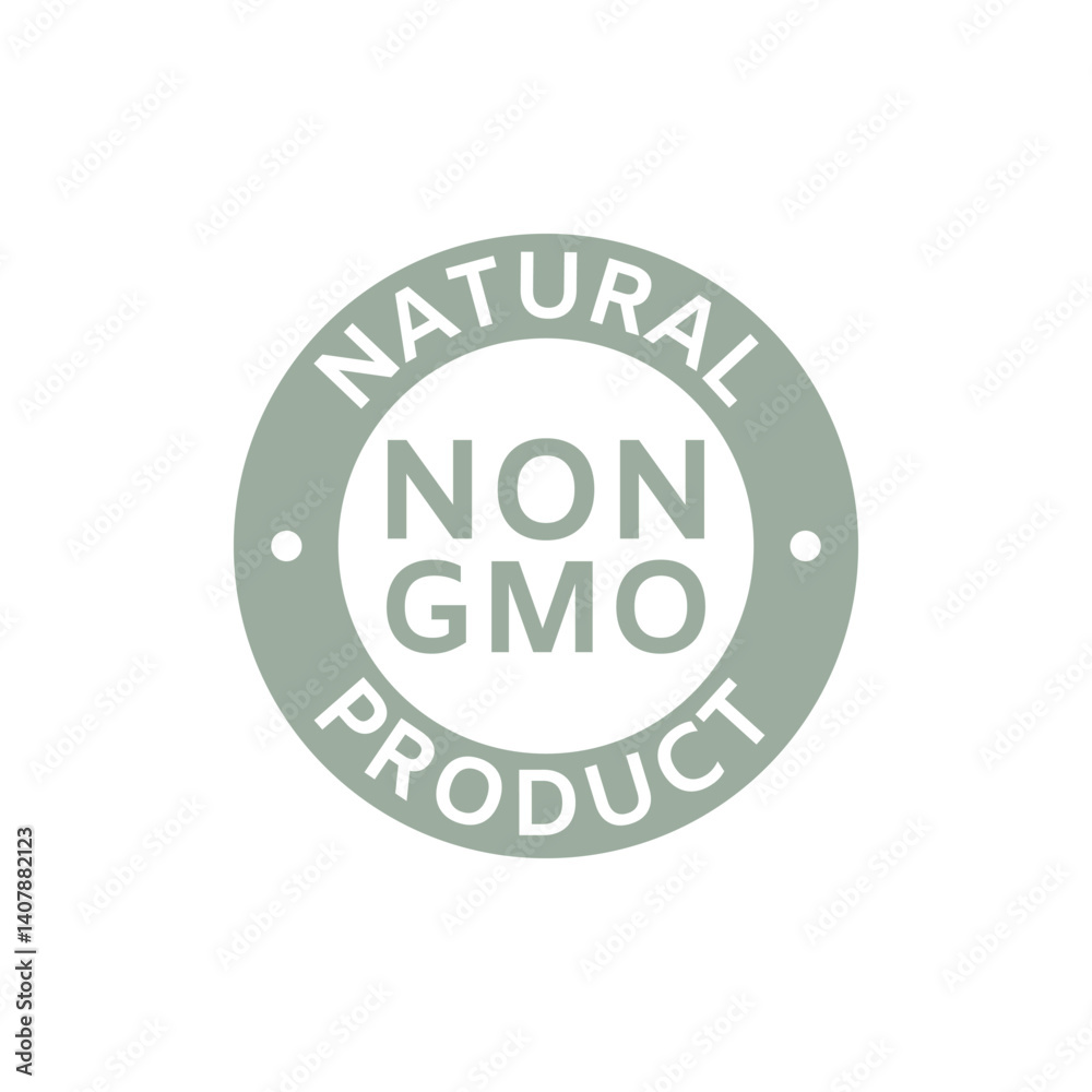 Non GMO label. Natural and organic cosmetic. GMO free icon. Eco, vegan, bio. Healthy food concept. No GMO design element for tags, product package, food symbol, emblems. Vector illustration Non GMO label. Natural and organic cosmetic. GMO free icon. Eco, vegan, bio. Healthy food concept. No GMO design element for tags, product package, food symbol, emblems. Vector illustration