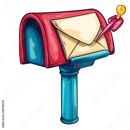 Colorful mailbox with an envelope being dropped in it