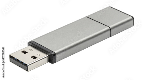 gray usb flash drive, Isolated, transparent background, AI
