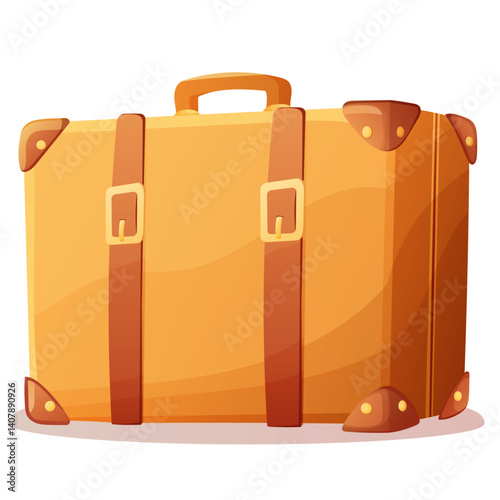 Retro leather suitcase with straps