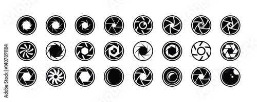 Icon illustration for camera lens. Camera shutter icons. Diaphragm icon, photography symbol vector illustration