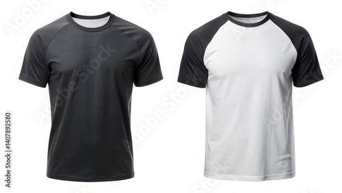 Raglan Short sleeve T-shirt [ Black+ White]
