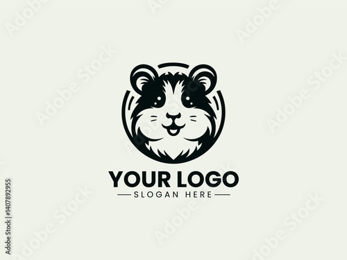 Hamster Vector Logo Illustration, Adorable Hammy Illustration Logo, Running Hamster Illustration