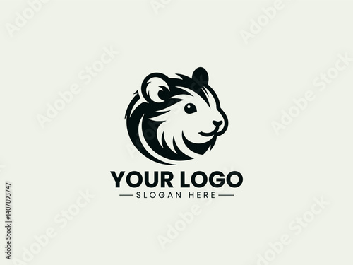 Hamster Vector Logo Illustration, Adorable Hammy Illustration Logo, Running Hamster Illustration
